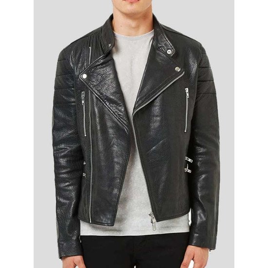 Fashion Black Leather Bikers Jacket for Men