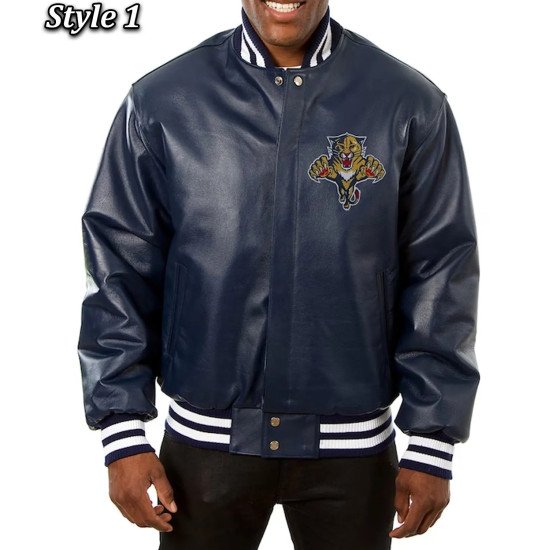 Florida Panthers Varsity Navy Leather Jacket