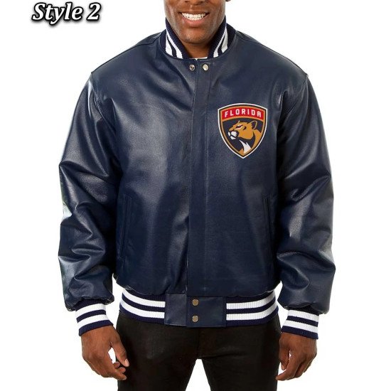 Florida Panthers Varsity Navy Leather Jacket