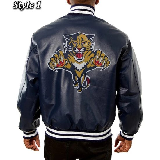 Florida Panthers Varsity Navy Leather Jacket