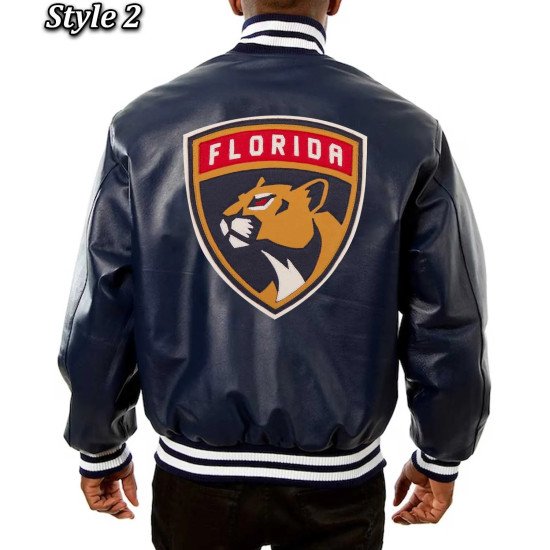 Florida Panthers Varsity Navy Leather Jacket