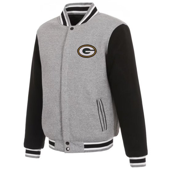 Gray Black Green Bay Packers Varsity Wool Jacket