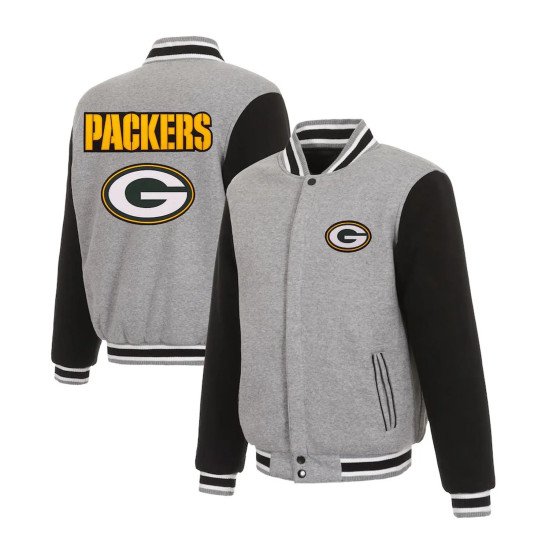 Gray Black Green Bay Packers Varsity Wool Jacket