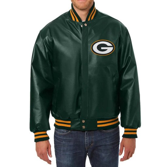 Green Bay Packers Varsity Green Leather Jacket