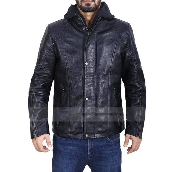 Highschool Biker Style Black Leather Jacket for Men