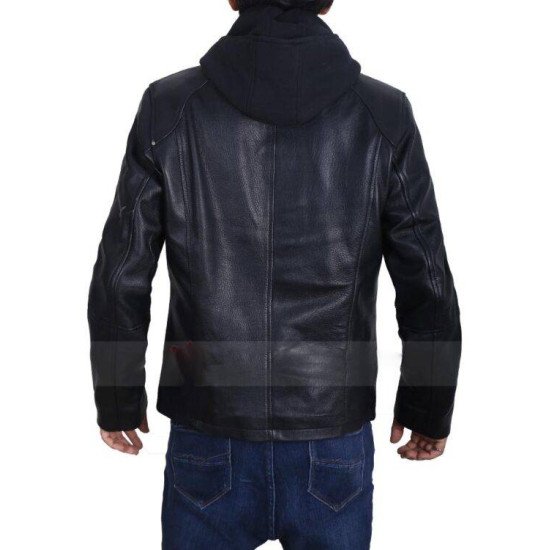 Highschool Biker Style Black Leather Jacket for Men