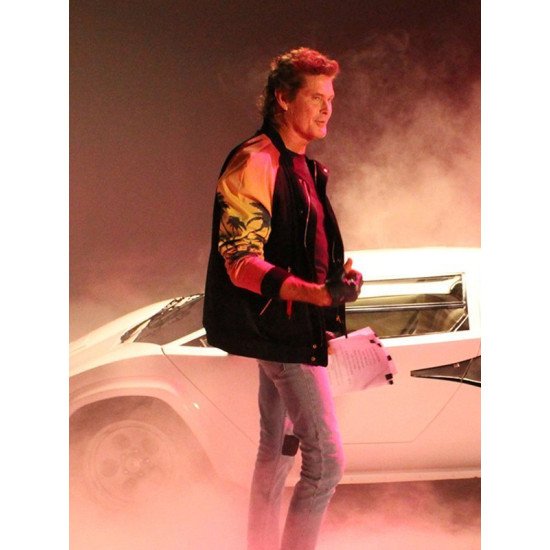 Hoff 9000 Kung Fury Cobra David Hasselhoff Leather Bomber Jacket