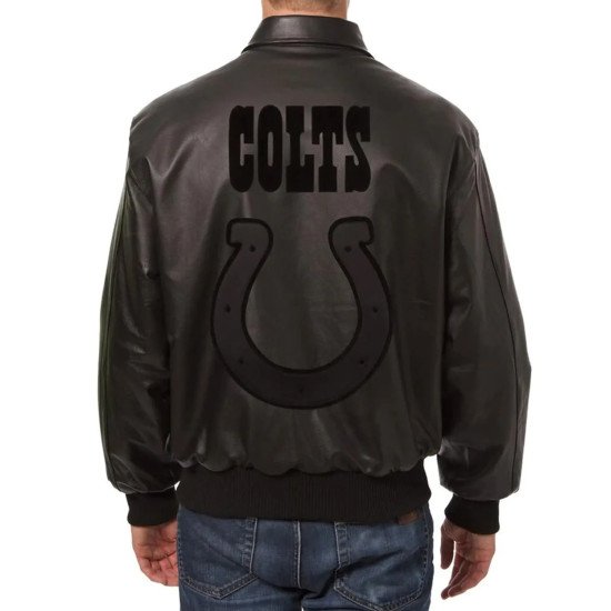 Indianapolis Colts Tonal All Black Leather Jacket