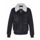 Jack Martin La Brea Josh Harris Blue Suede Leather Jacket With Shearling Collar