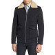 Jack Martin La Brea Josh Harris Blue Suede Leather Jacket With Shearling Collar