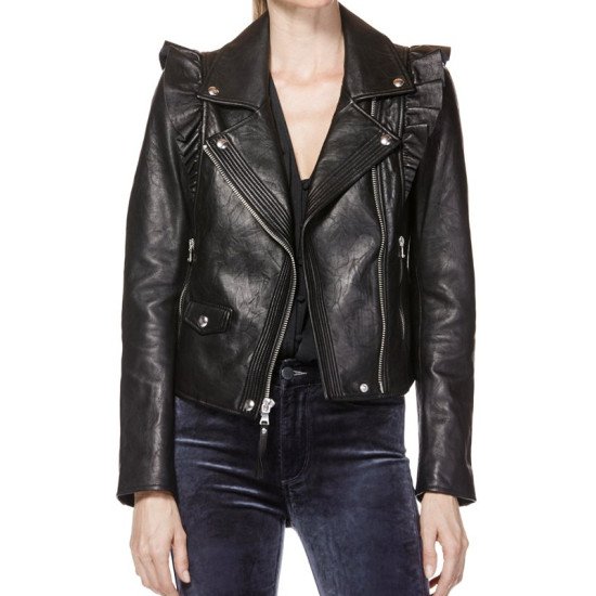 Jackie Goldschneider Leather Black Jacket