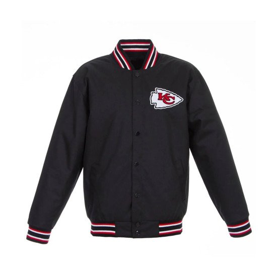 Kansas City Chiefs Black Poly Twill Varsity Jacket