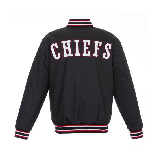 Kansas City Chiefs Black Poly Twill Varsity Jacket