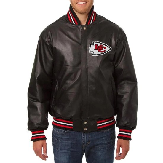 Kansas City Chiefs Varsity Black Leather Jacket