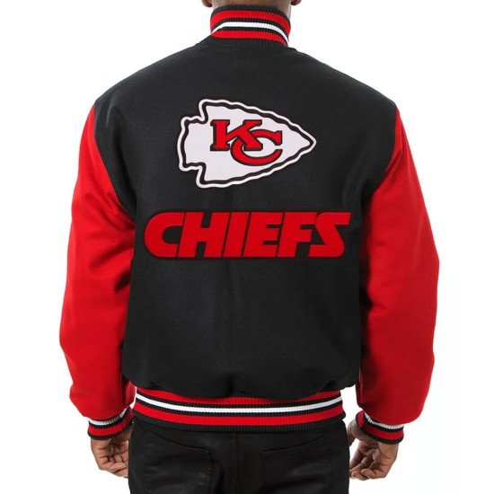 Kansas City Chiefs Varsity Black and Red Wool Jacket