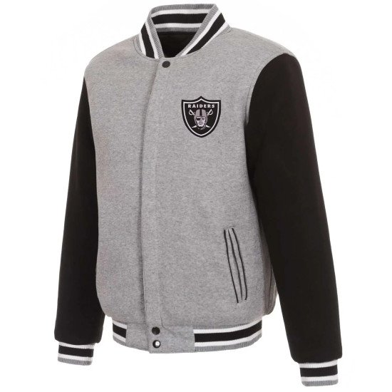 Las Vegas Raiders Varsity Black and Gray Wool Jacket