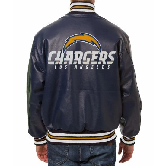 Los Angeles Chargers Navy Blue Varsity Leather Jacket