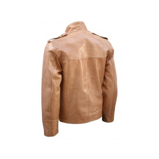 Men's 4 Pockets Tan Leather Jacket