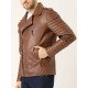 Men's Asymmetric Brown Leather Biker Jacket