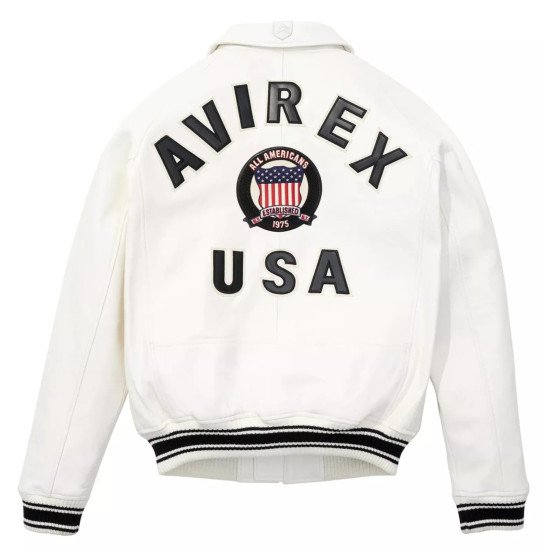 Men's Avirex Real Bomber American Flight Jacket Sheep Leather Jacket