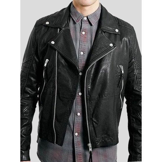 Men's Black Biker Leather Fashion Jacket