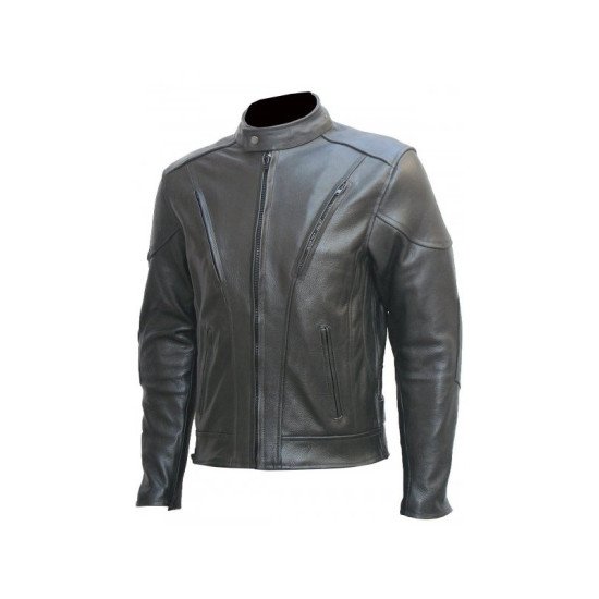 Men's Black Leather Biker Riding Jacket