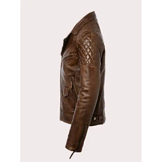 Men's Brown Distressed Motorcycle Leather Jacket