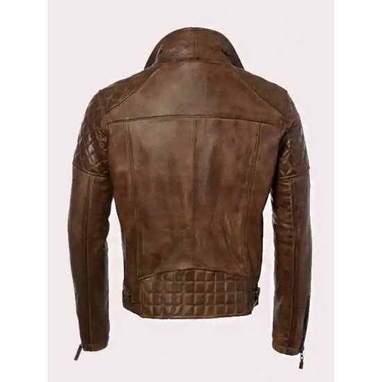 Men's Brown Distressed Motorcycle Leather Jacket