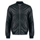 Men's Real Sheepskin Leather Bomber Jacket Solid Black