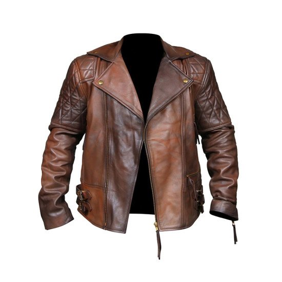 Men's Rustic Brown Leather Motorcycle Jacket