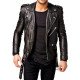 Men's Slim Fit Black Leather Motorcycle Jacket