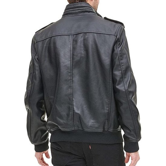 Mens Black Aviator Leather Jacket