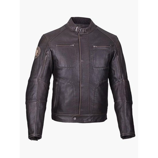 Mens Brown Leather Biker Rocker Jacket