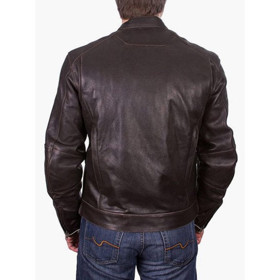 Mens Brown Leather Biker Rocker Jacket