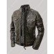 Mens Cafe Racer Distressed Brown Leather Jacket