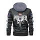 Black Hooded Halloween Leather Jacket For Men