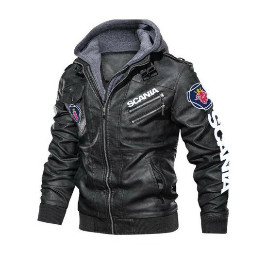 Black Hooded Halloween Leather Jacket For Men