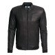 Mens Slim Fit Sheepskin Leather Bomber Jacket Black