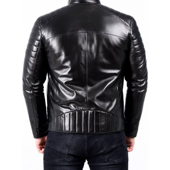 Men’s Fitted Black Biker Leather Jacket