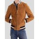 Men’s Brown Suede Bomber Leather Jacket