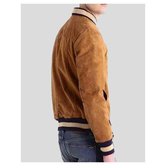 Men’s Brown Suede Bomber Leather Jacket