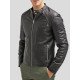 Men’s Cafe Racer Black Slim Fit Leather Biker Jacket