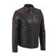 Men’s Café Racer Brown Stripe Black Leather Motorcycle Jacket