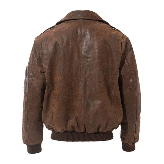 Men’s Flight Bomber Air Force Aviator Brown Leather Jacket