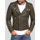 Men’s Quilted Leather Motorcycle Jacket (Brown)