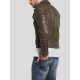 Men’s Quilted Leather Motorcycle Jacket (Brown)