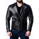 Men’s Quilted Motorcycle Black Leather Jacket