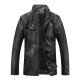 Men’s Vintage Black Standing Collar Leather Jacket