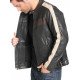 Men’s Vintage Striped Leather Biker Jacket With Buckled Waist