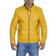 Men’s Yellow Cafe Racer Biker Leather Jacket